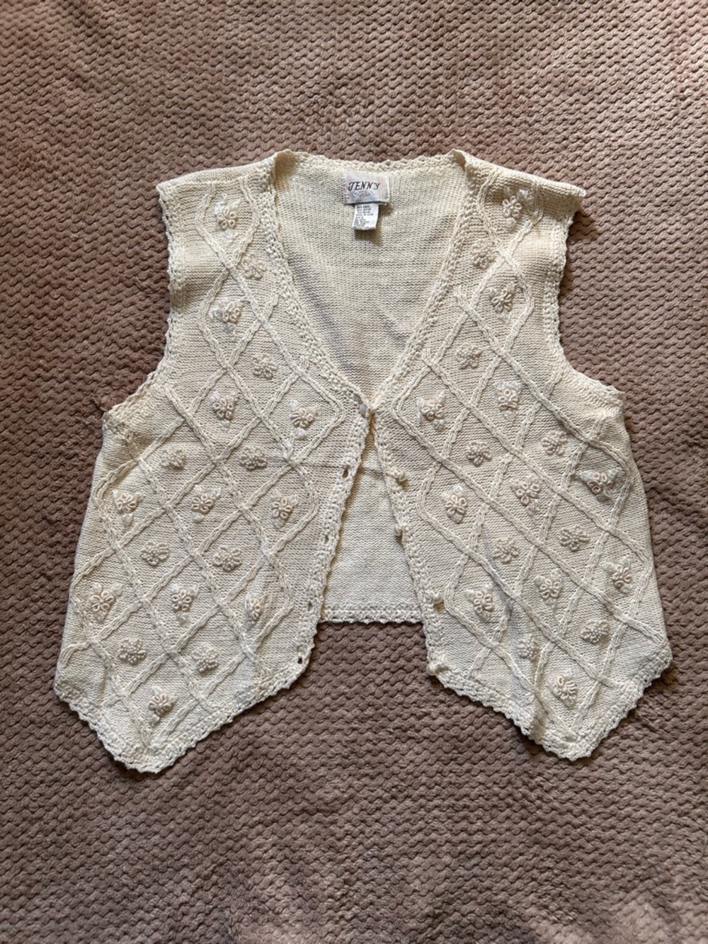 Cream Crochet Knit Vest - Women's Sweater Vest
